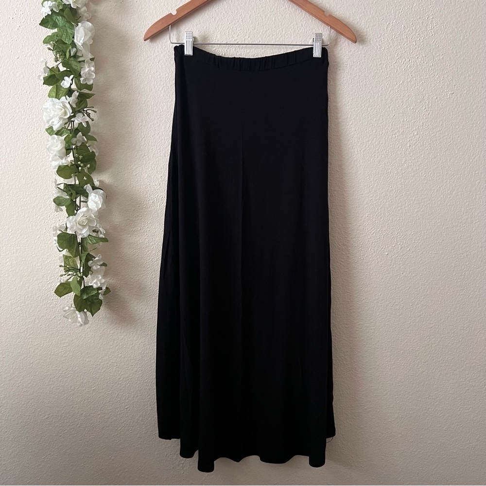 Amour Vert Black High Low Rayon Jersey Knit Maxi Skirt - Picture 6 of 6